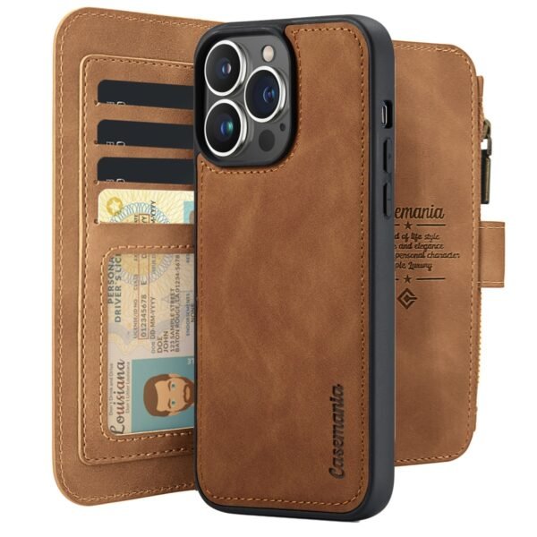 CaseMania 2-in-1 Trendy Wallet Met Rits - iPhone 16 Plus - Bruin