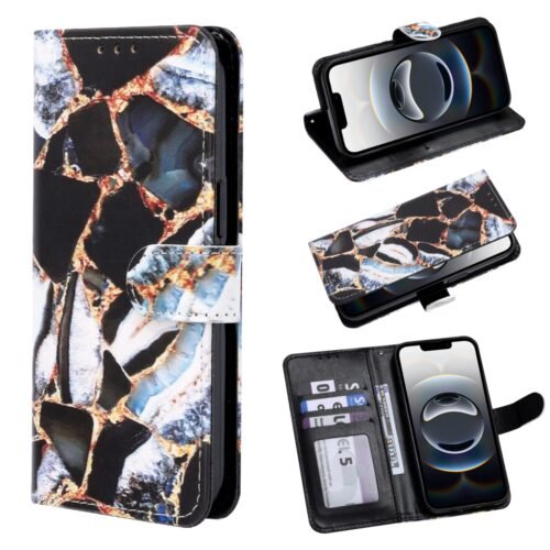 iPhone 16e - Bookcase Print - Marmer Zwart