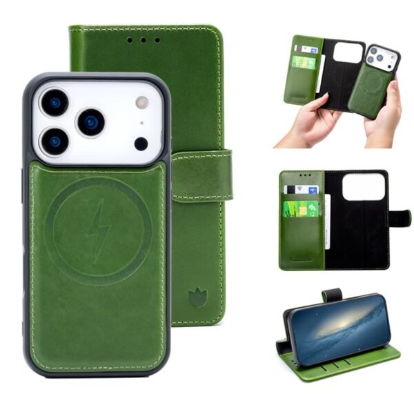 iphone-17-pro-casemania-2-in-1-genuine-leather-bookcase-zwa-120795-nl-S.jpg CaseMania 2-in-1 Genuine Leather Bookcase - iPhone 17 Pro - Groen